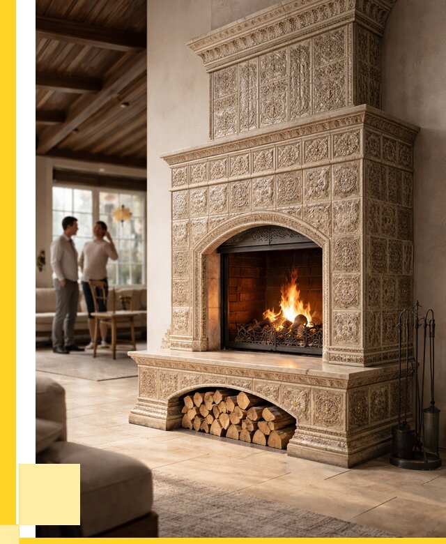 Купить изразцовый камин в Полевской от 256625 р. | ЭриданПлв