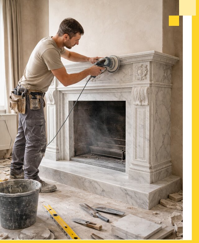 Изготовление и установка мраморных каминов в Полевской под ключ