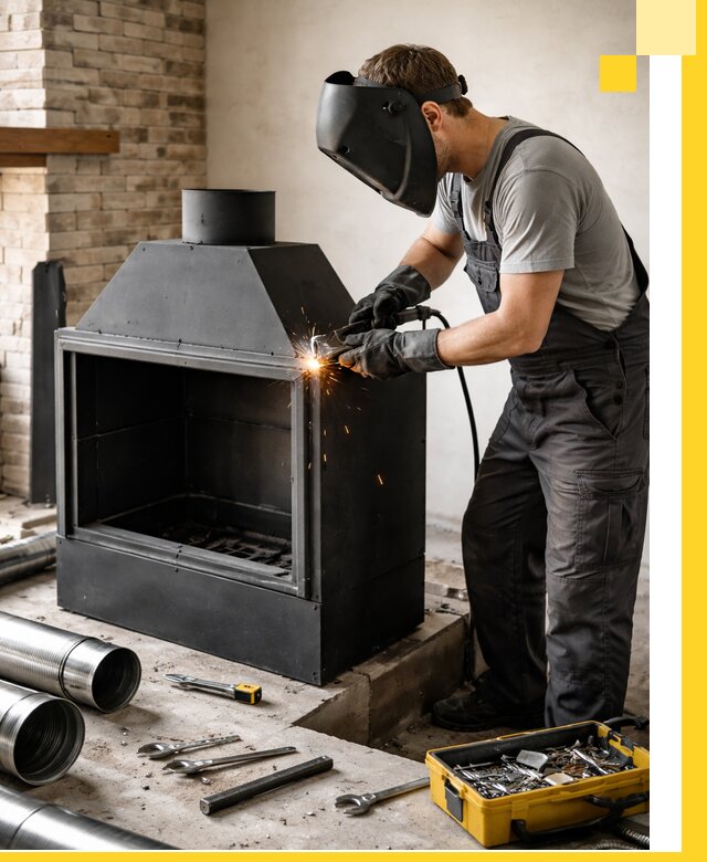 Продажа и установка металлических каминов в Полевской под ключ