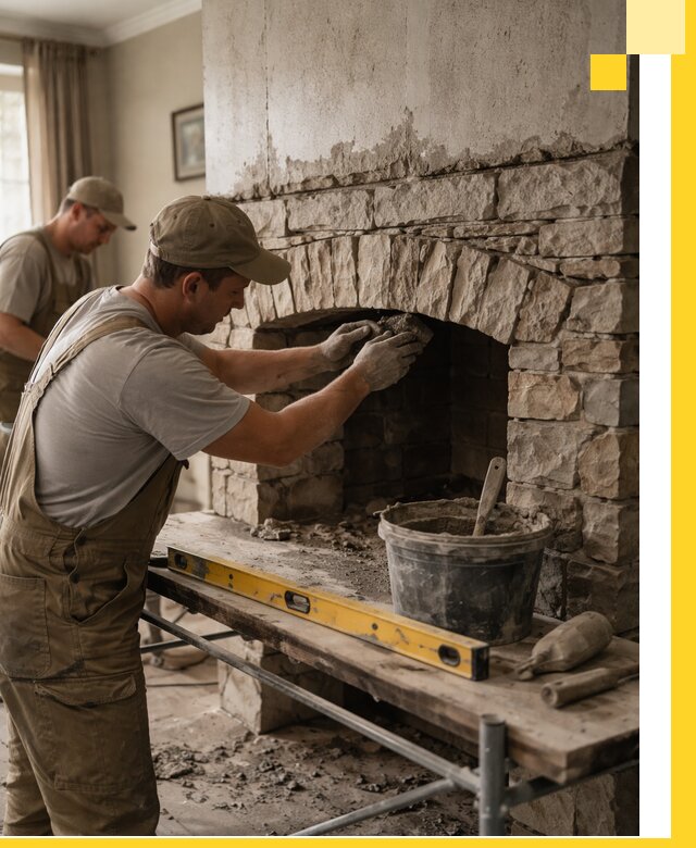 Изготовление каминов под ключ в Полевской, монтаж и отделка