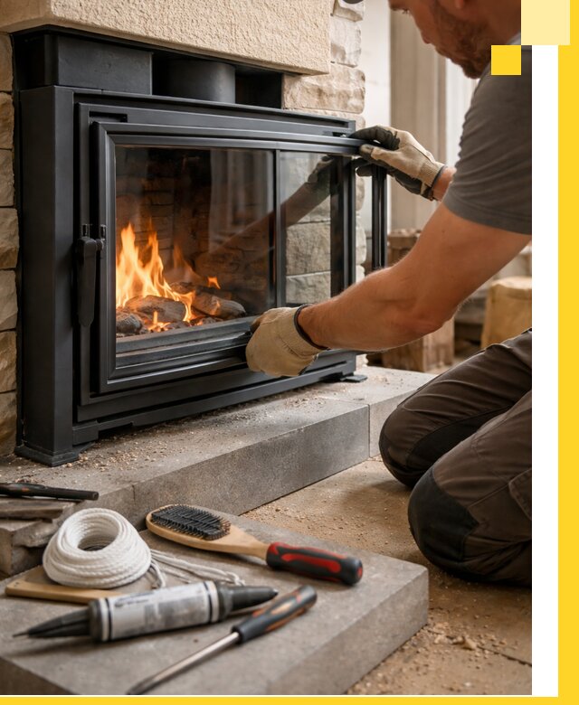 Производство, монтаж и доставка каминов со стеклом в Полевской