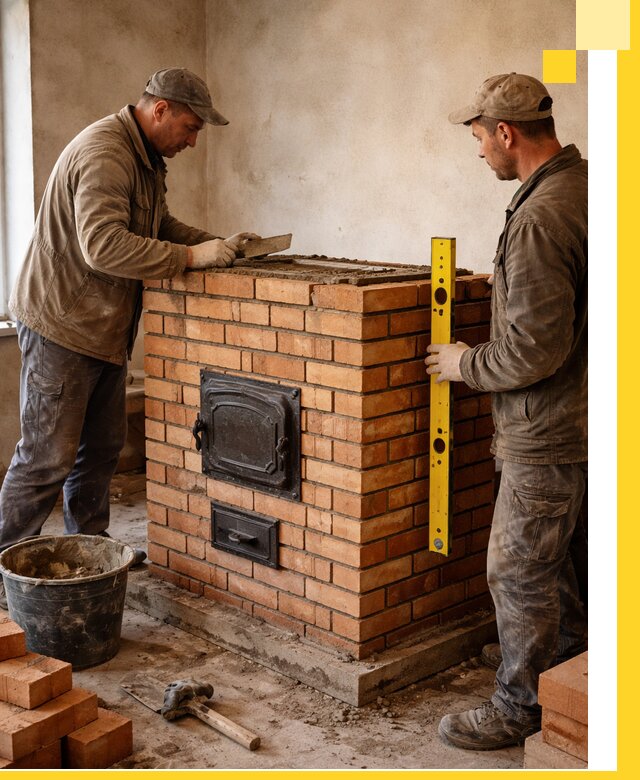 Отопительные печи под ключ в Полевской, установка и сборка