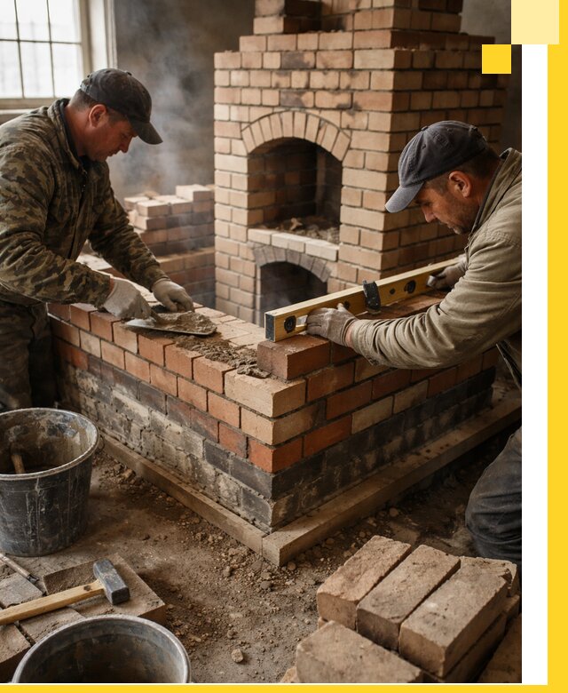 Изготовление и монтаж печей и каминов из кирпича в Полевской