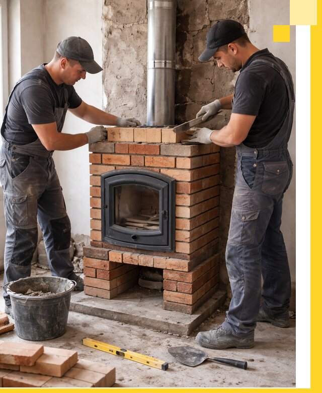 Монтаж печи камина под ключ в Полевской с гарантией и пусконаладкой