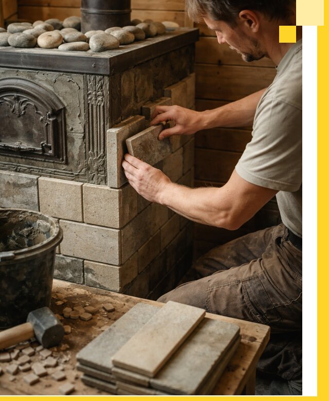 Облицовка банных печей в Полевской профессиональная отделка