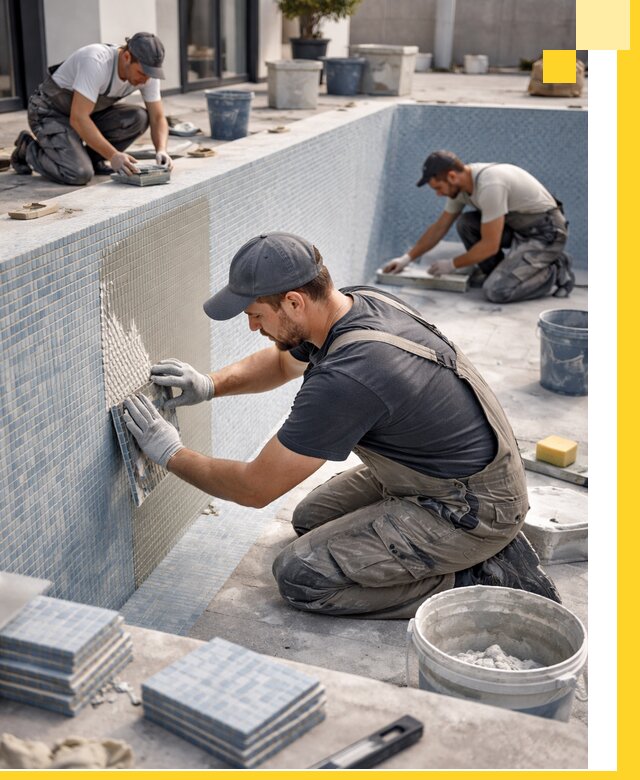 Облицовка бассейнов в Полевской плитка мозаика гидроизоляция