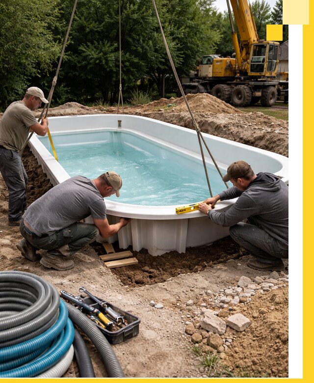 Установка и монтаж композитных бассейнов под ключ в Полевской