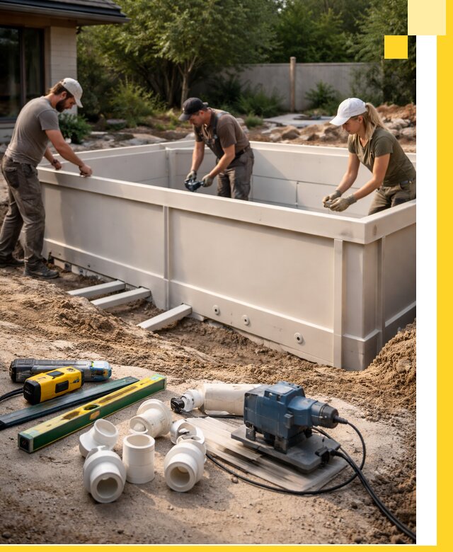 Установка полипропиленовых бассейнов под ключ в Полевской