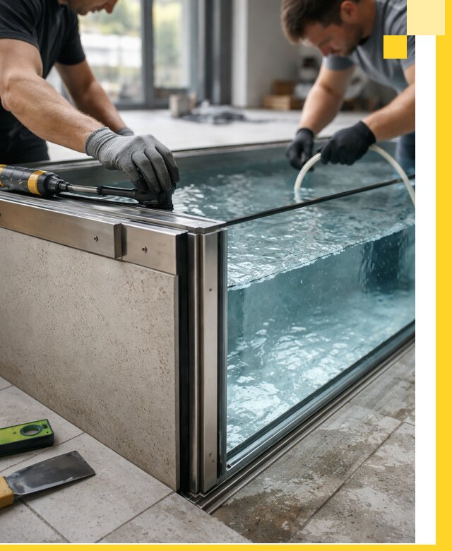 Проектирование и монтаж стеклянных бассейнов в Полевской