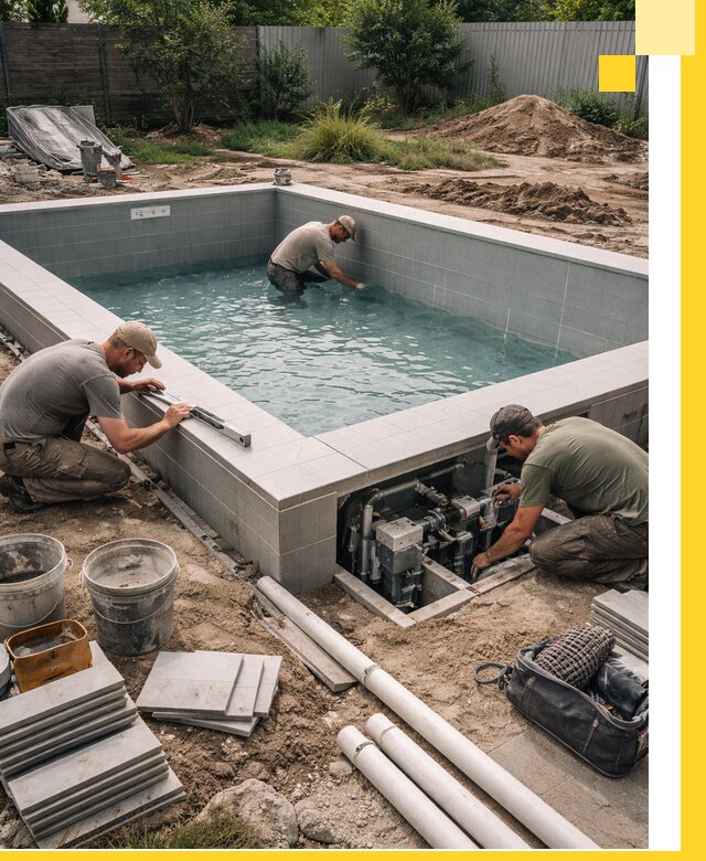 Строительство и монтаж бассейнов для дачи под ключ в Полевской