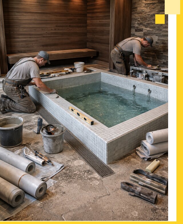 Установка и строительство бассейнов для сауны в Полевской