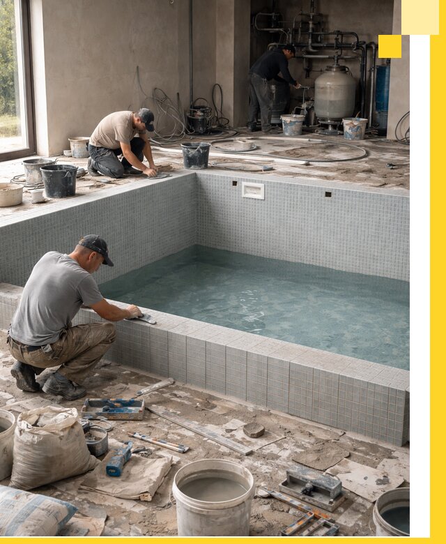 Строительство и монтаж бассейнов в помещении в Полевской