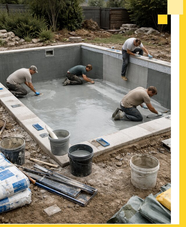 Изготовление и монтаж чаши бассейна под ключ в Полевской