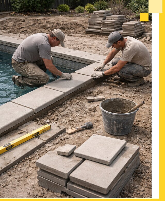 Установка и изготовление копингового камня для бассейнов в Полевской