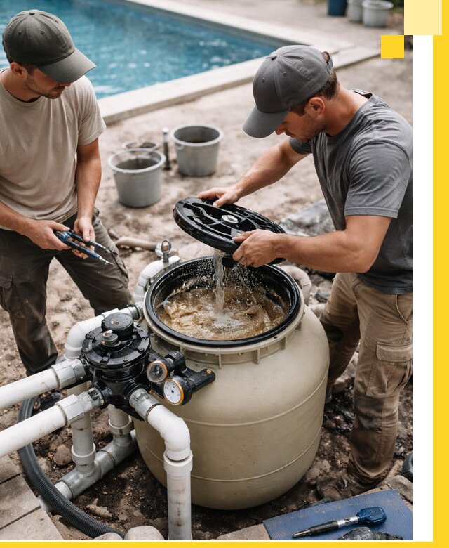 Установка и обслуживание песочных фильтров для бассейнов в Полевской