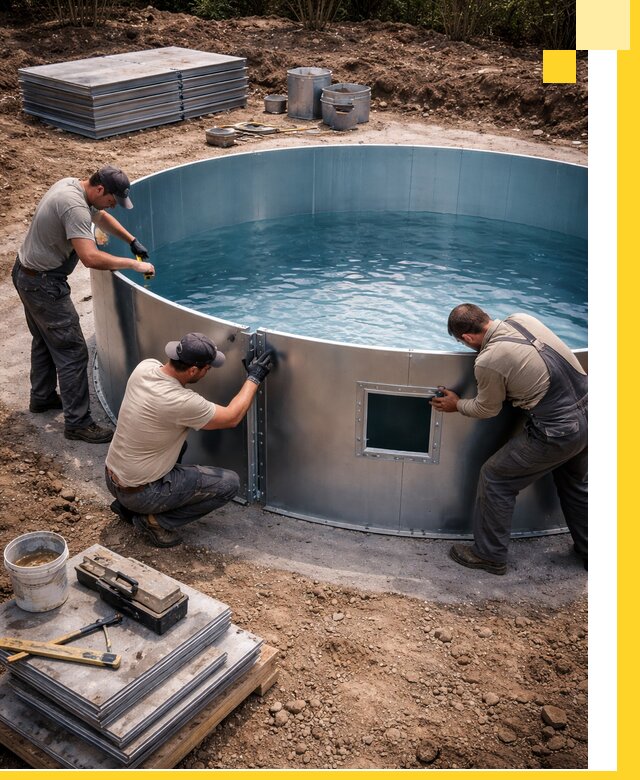 Круглые бассейны под ключ в Полевской проектирование и монтаж