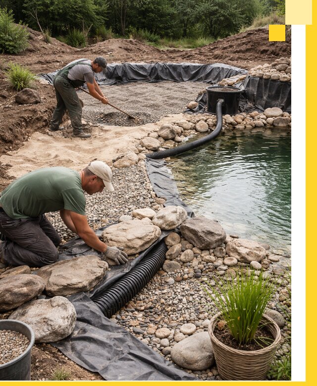 Строительство природных бассейнов и озер в Полевской под ключ