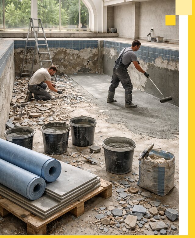 Реконструкция бассейнов в Полевской: ремонт, гидроизоляция