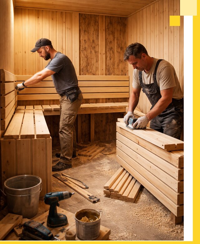 Профессиональный комплексный ремонт саун под ключ в Полевской