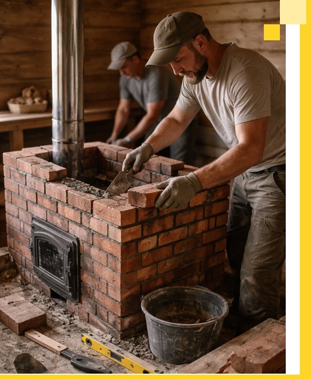 Кирпичные печи для бани под ключ в Полевской, проект и монтаж