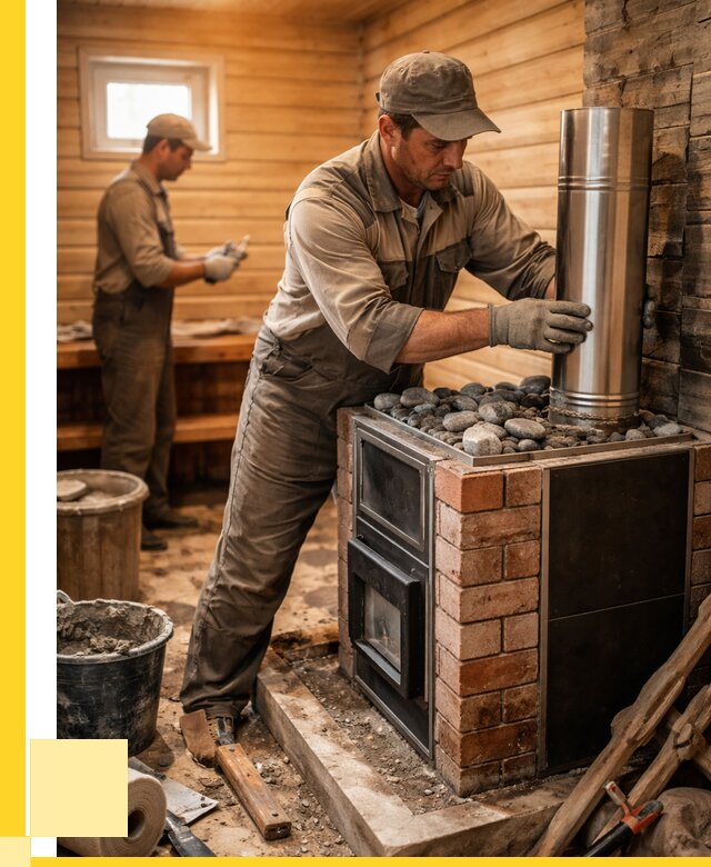 Монтаж печи в бане под ключ в Полевской от 20530 р. | ЭриданПлв