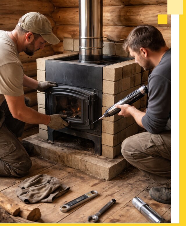 Монтаж и установка печи в бане под ключ с гарантией в Полевской