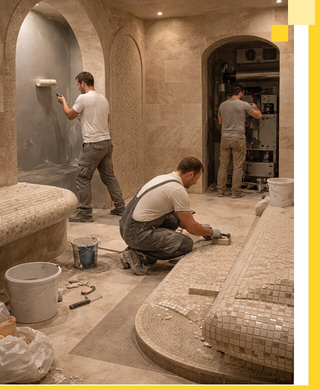 Строительство бани с хамамом и бассейном под ключ в Полевской