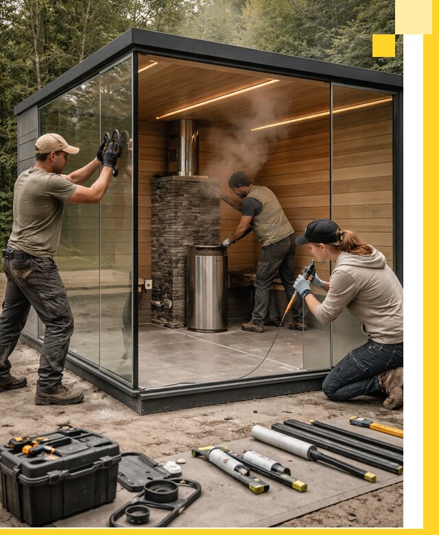 Проектирование и строительство стеклянных бань в Полевской