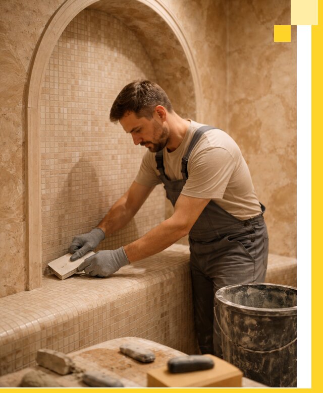 Профессиональная отделка хамамов с мозаикой под ключ в Полевской