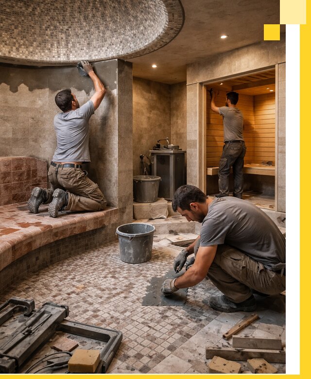 Проект и строительство хамама бани и сауны под ключ в Полевской