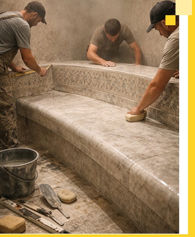 Изготовление и установка сидений для хамама в Полевской