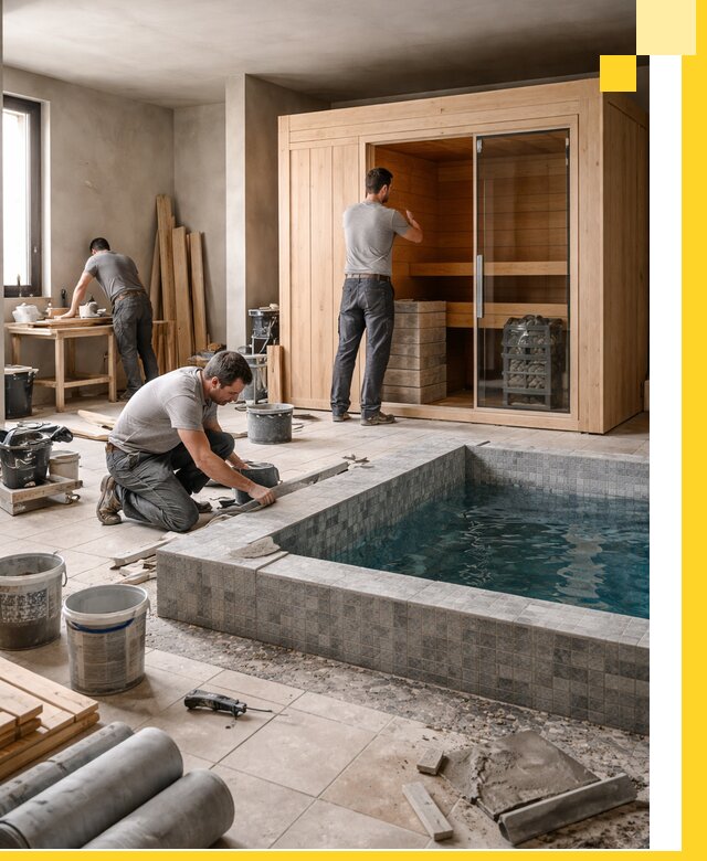 SPA зоны под ключ с бассейном сауной и печью в Полевской